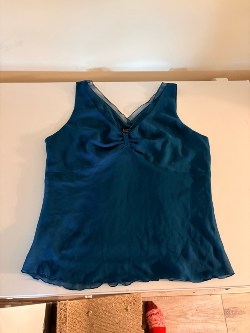 Teal V-Neck Sleeveless Camisole bow lined
